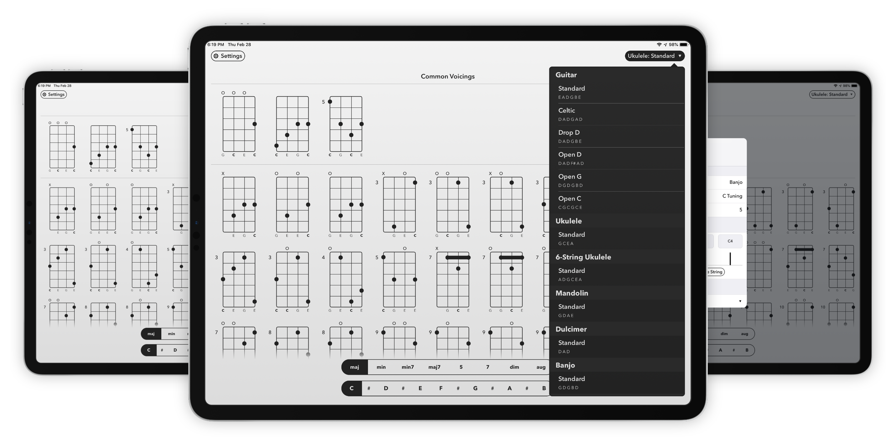 Shots of iPad interfaces.